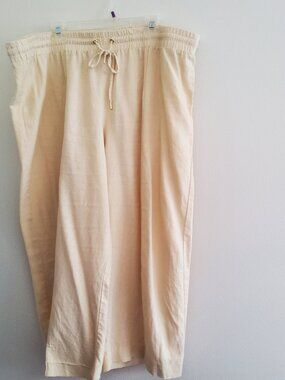 Anne Klein Creme colored Linen Capri pants XXL